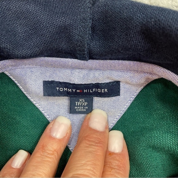 Tommy‎ Hilfiger Men’s Logo Pullover Multi Colorblock Pocket Hoodie Size XS - Picture 10 of 10